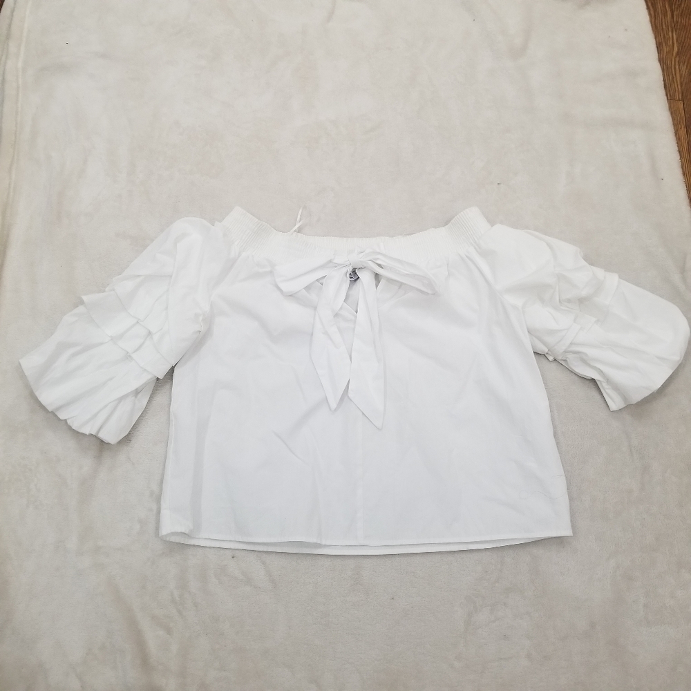 NWT ZARA offshoulders 3/4 sleeve 100%cotton blouse